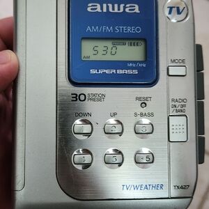 Silver Portable AM/FM Stereo with Super Bass